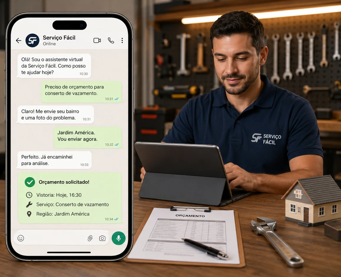 Atendimento por IA para serviços locais e orçamento